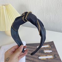 Korean Metal Chain Knotted Wide-brimmed Fabric Headband sku image 3