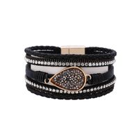 Bohemian Water Drop Diamond Multi-layer Magnetic Buckle Leather Bracelet sku image 1