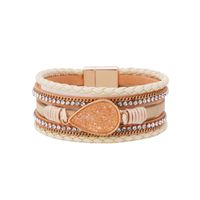 Bohemian Water Drop Diamond Multi-layer Magnetic Buckle Leather Bracelet sku image 2