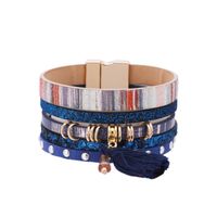 Bohemian Tassel Colorful Leather Multi-layer Bracelet sku image 3