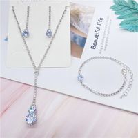 Fashion Geometric Rhinestone Alloy Necklace Earrings Bracelet Set Wholesale sku image 1