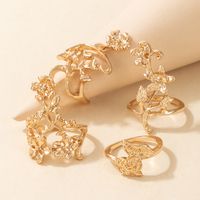 Bohemian Fashion Rose Leaf Flower Ring Set main image 3