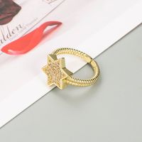 Fashion Copper Micro-inlaid Zircon Seahorse Star Shape Ring main image 5