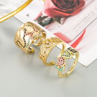 Fashion Letter Love Crown Pure Copper Micro-inlaid Color Zircon Ring main image 1