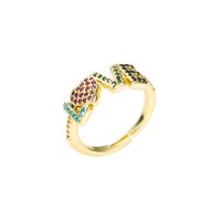 Fashion Letter Love Crown Pure Copper Micro-inlaid Color Zircon Ring main image 6