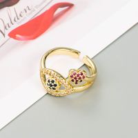 Fashion Copper Micro-inlaid Zircon Star Heart-shaped Ring main image 4