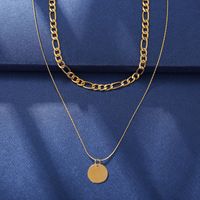 Fashion Double Layer Disc Thick Chain Alloy Necklace Wholesale main image 3