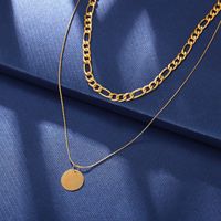 Fashion Double Layer Disc Thick Chain Alloy Necklace Wholesale main image 4