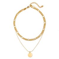 Fashion Double Layer Disc Thick Chain Alloy Necklace Wholesale main image 6