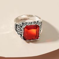 Retro Carved Alloy Red Gem Ring Wholesale main image 4