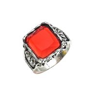 Retro Carved Alloy Red Gem Ring Wholesale main image 5