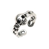 Retro Distressed Diamond Skull 2 Piece Set Open Ring main image 5