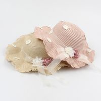 Children's Bowknot Sunshade Straw Hats Korean Flowers Diagonal Bags main image 4