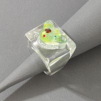 Korean Fashion Style Transparent White Resin Square Ring main image 3