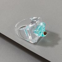 Korean Fashion Style Transparent White Resin Square Ring main image 6