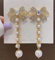 Fashion Concise Butterfly Diamond-studded Pearl Exaggerated Earrings main image 1
