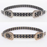 Fashion Silver Carved Double-headed Buckle Wide Belt main image 1