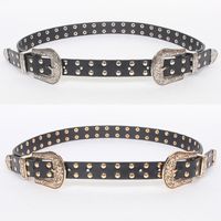 Fashion Silver Carved Double-headed Buckle Wide Belt main image 2