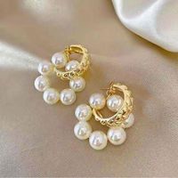 Pendientes De Anillo De Perlas De Todo Fósforo De Nuevo Estilo De Moda sku image 1