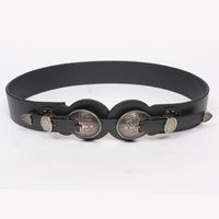 Fashion Carved Double-headed Buckle Black Wide Belt Wholesale main image 2