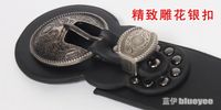Fashion Carved Double-headed Buckle Black Wide Belt Wholesale main image 4