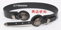 Fashion Carved Double-headed Buckle Black Wide Belt Wholesale main image 5