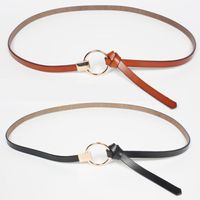 Fashion Thin Leather Black White Ring Belt Wholesale main image 2