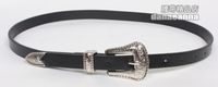 Fashion Double Head Carved Silver Buckle Thin Belt Wholesale main image 6