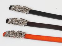 Fashion Solid Color Leather Flowers Thin Belt Wholesale main image 3