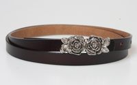 Fashion Solid Color Leather Flowers Thin Belt Wholesale main image 5
