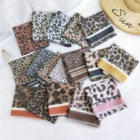 Fashion Leopard Print Cotton Linen Small Square Silk Scarf Wholesale main image 4