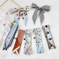 Fashion Streamer Printing Bow Silk Scarf Wholesale main image 1