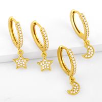 Fashion Star Moon Copper Inlaid Zircon Earrings Wholesale main image 1