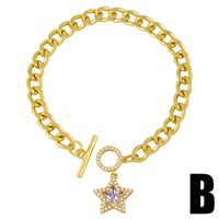 Fashion Heart-shape Five-pointed Star Ot Buckle Copper Bracelet Wholesale main image 4