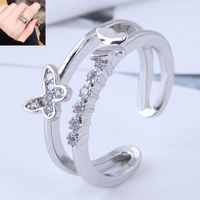 Korean Style Fashion Sweet Inlaid Zircon Butterfly Open Ring main image 1