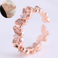 Korean Fashion Sweet Ol Simple Inlaid Zircon Butterfly Open Ring main image 2