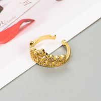 Anillo De Circonita De Cobre Puro Con Letras Y Corona De Amor A La Moda sku image 2