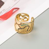 Fashion Letter Love Crown Pure Copper Micro-inlaid Color Zircon Ring sku image 3
