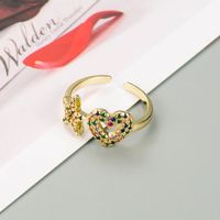 Fashion Copper Micro-inlaid Zircon Star Heart-shaped Ring sku image 2