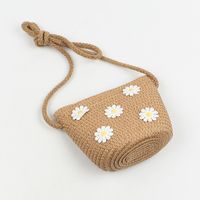 Children's Bowknot Sunshade Straw Hats Korean Flowers Diagonal Bags sku image 3