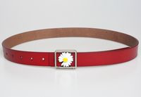 Ceinture En Cuir De Vache Marguerite Géométrique De Couleur Unie sku image 1