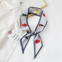 Fashion Streamer Printing Bow Silk Scarf Wholesale sku image 11