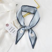 Fashion Streamer Printing Bow Silk Scarf Wholesale sku image 18