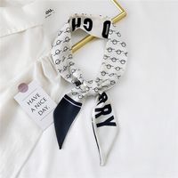 Fashion Streamer Printing Bow Silk Scarf Wholesale sku image 24