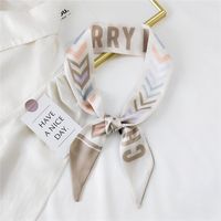 Fashion Streamer Printing Bow Silk Scarf Wholesale sku image 23