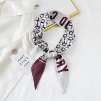 Fashion Streamer Printing Bow Silk Scarf Wholesale sku image 25