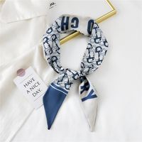 Fashion Streamer Printing Bow Silk Scarf Wholesale sku image 26