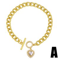 Fashion Heart-shape Five-pointed Star Ot Buckle Copper Bracelet Wholesale sku image 1
