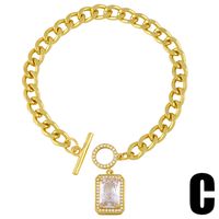 Fashion Heart-shape Five-pointed Star Ot Buckle Copper Bracelet Wholesale sku image 3