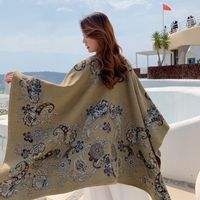 New Outdoor Travel Outing Printing Windproof Cape Shawl sku image 5